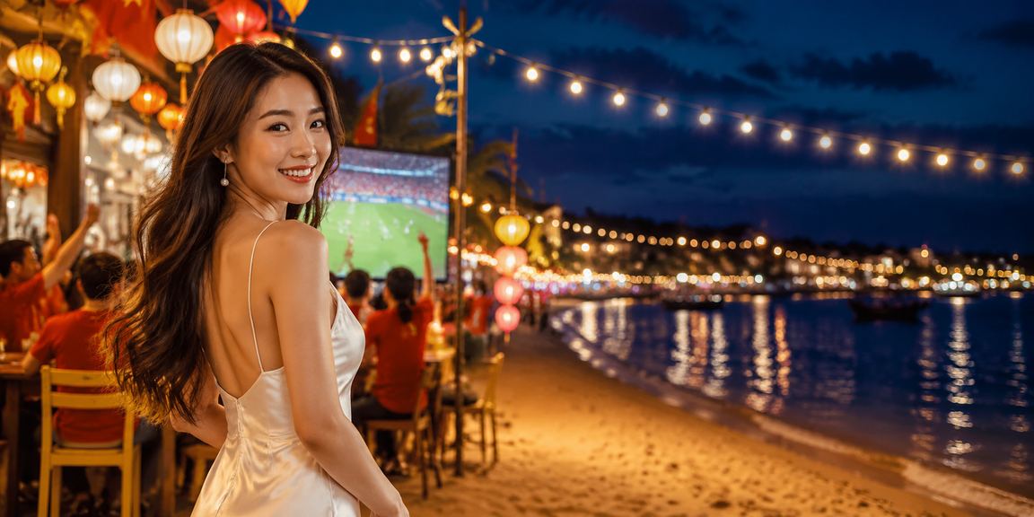 Người hâm mộ bóng đá tại Hội An thư giãn bên ánh đèn lồng rực rỡ
